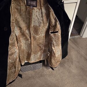 Black Suede Jacket with Paisley Lining